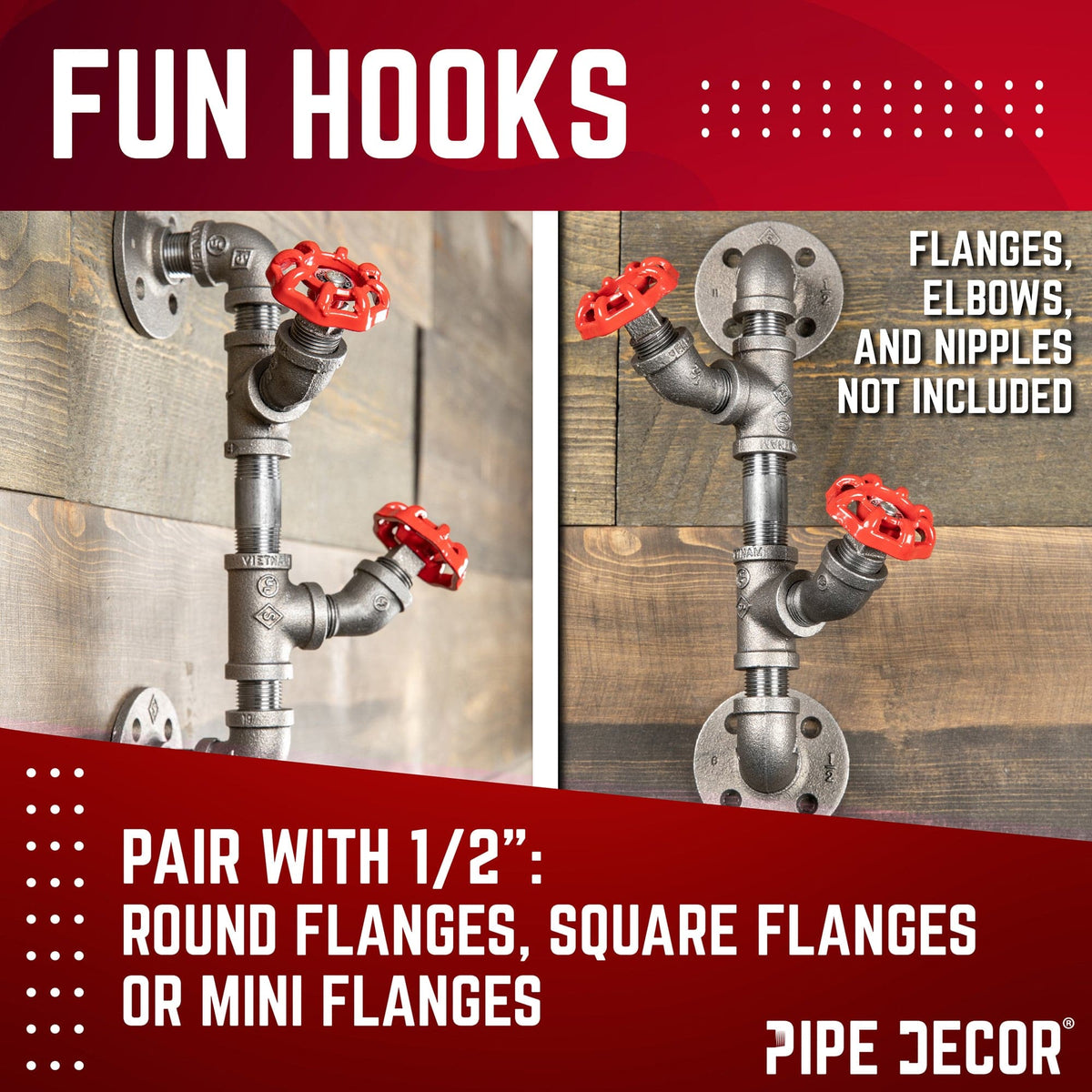 Red Industrial Spigot with Plug (2-Pack) by PIPE DECOR