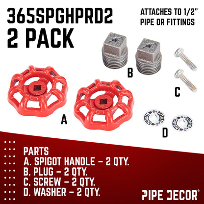 Red Industrial Spigot with Plug (2-Pack) by PIPE DECOR