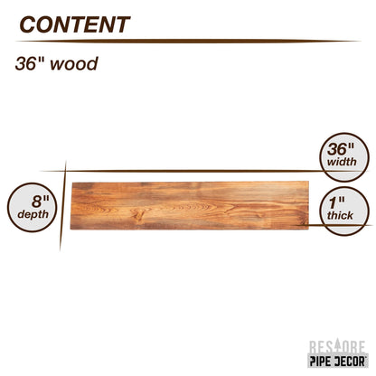 RESTORE Sunset Cedar 36 in. Wood Shelf (Wood Only) by PIPE DECOR