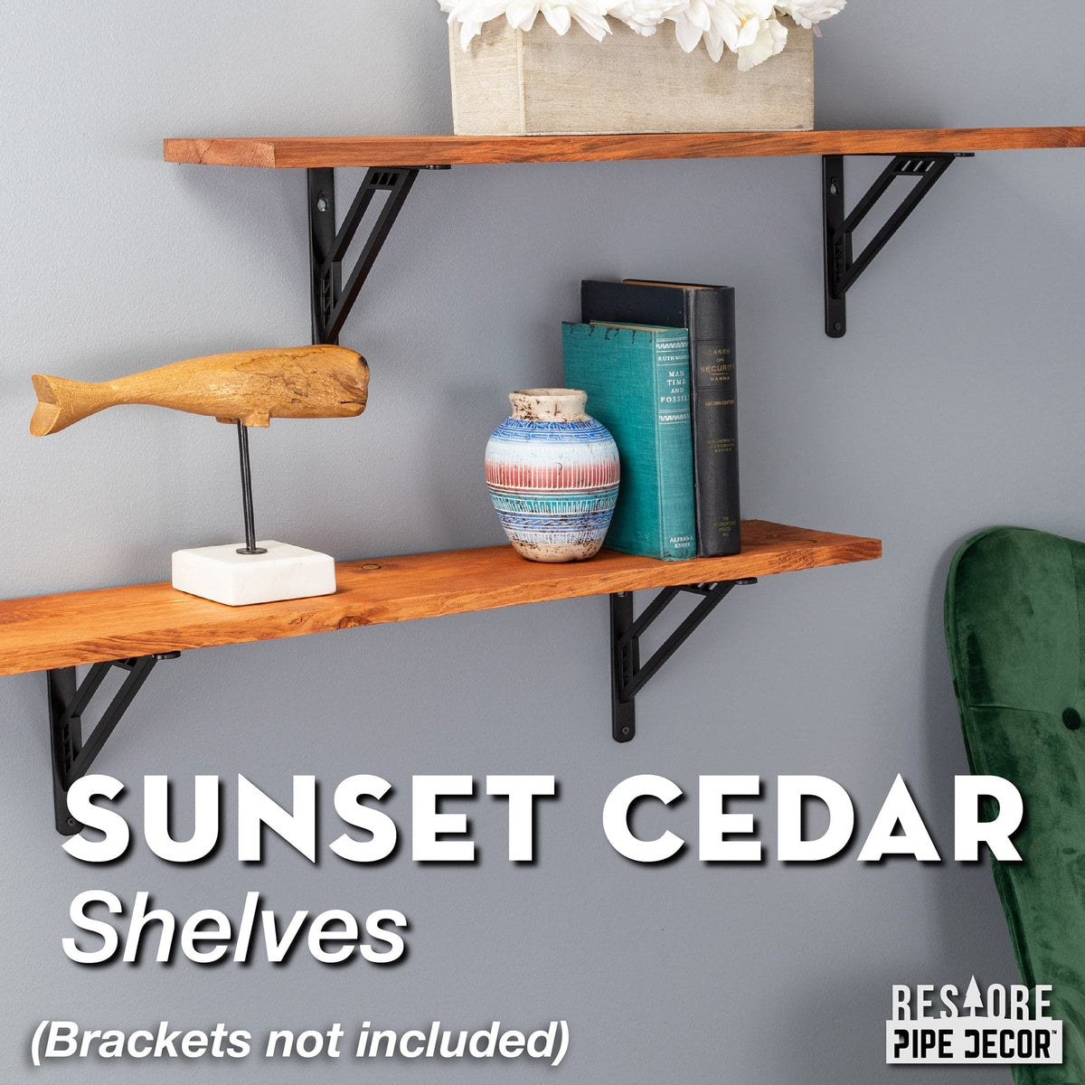 RESTORE Sunset Cedar 36 in. Wood Shelf (Wood Only) by PIPE DECOR