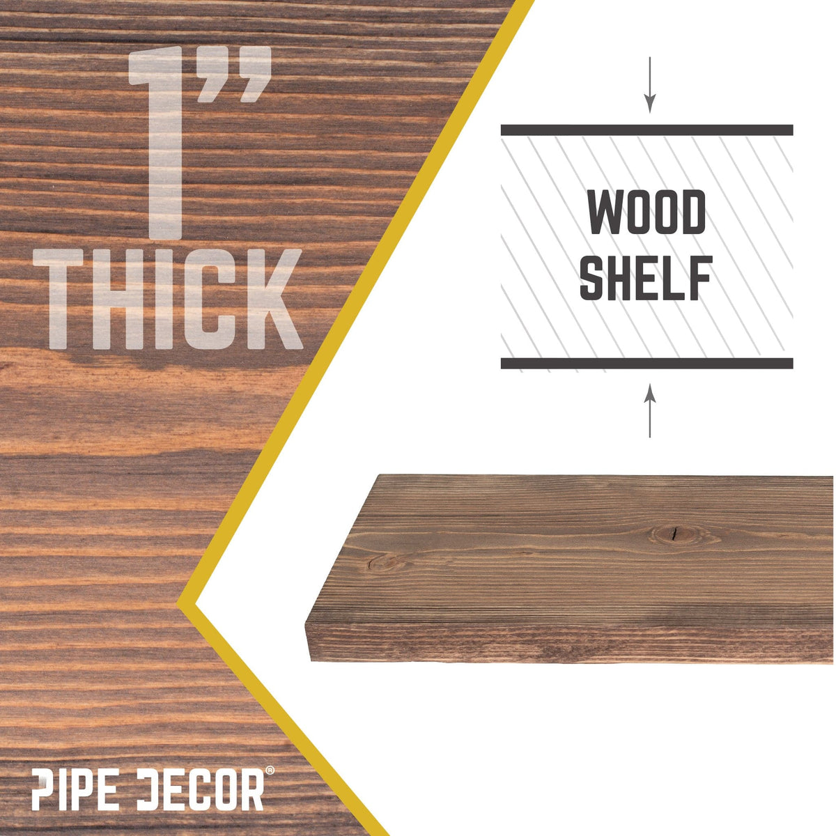 RESTORE Sunset Brown 36 in. Wood Shelf (Wood Only) by PIPE DECOR