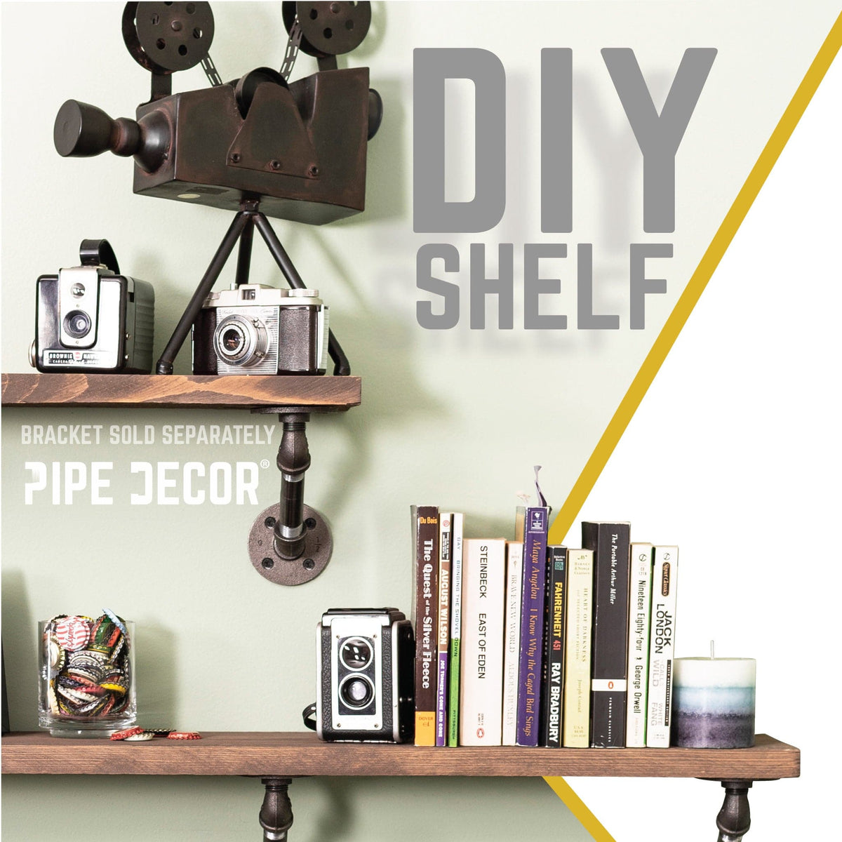 RESTORE Sunset Brown 36 in. Wood Shelf (Wood Only) by PIPE DECOR