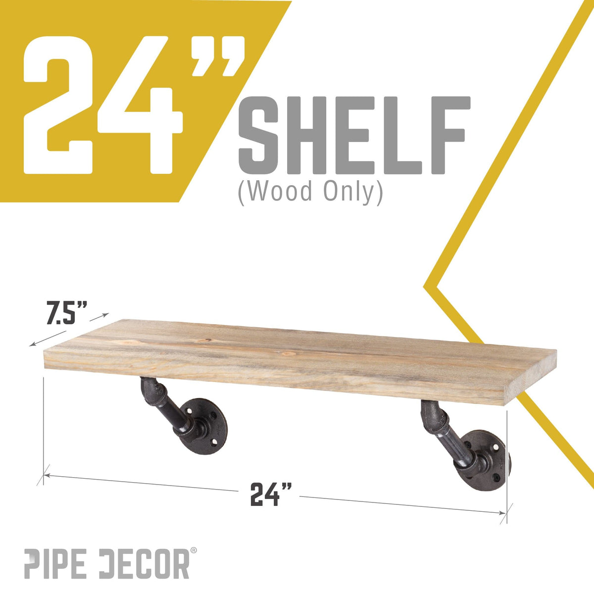 RESTORE Driftwood Tan 24 in. Wood Shelf (Wood Only) by PIPE DECOR