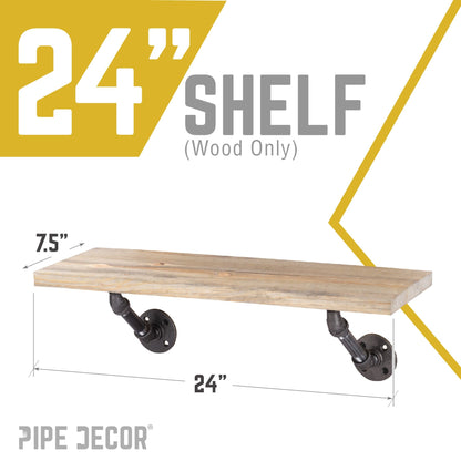 RESTORE Driftwood Tan 24 in. Wood Shelf (Wood Only) by PIPE DECOR