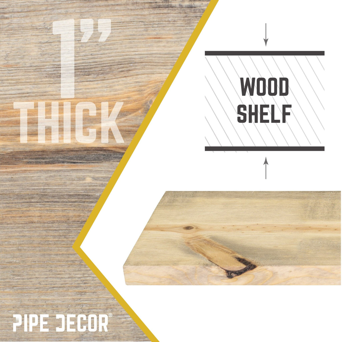 RESTORE Driftwood Tan 24 in. Wood Shelf (Wood Only) by PIPE DECOR
