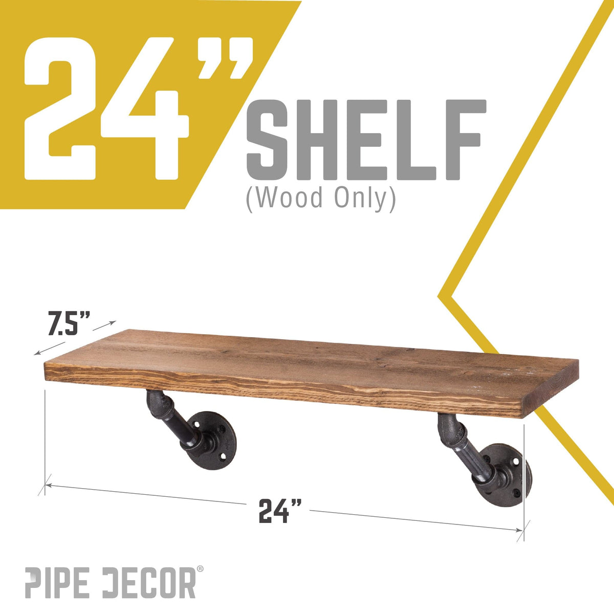 RESTORE Autumn Brown 24 in. Wood Shelf (Wood Only) by PIPE DECOR