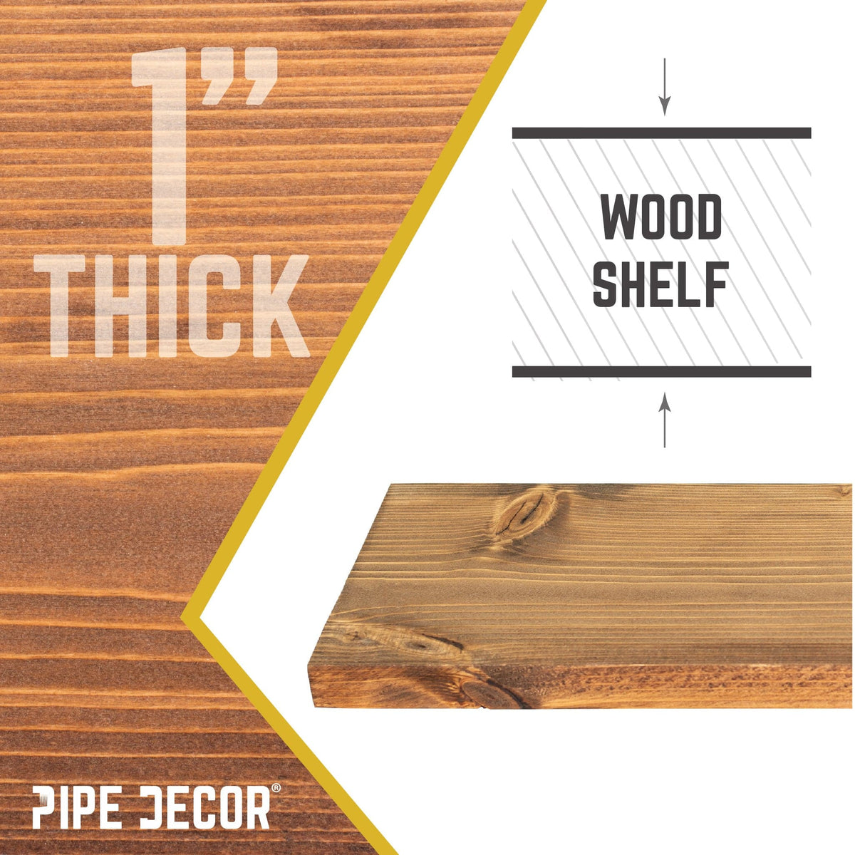 RESTORE Autumn Brown 24 in. Wood Shelf (Wood Only) by PIPE DECOR