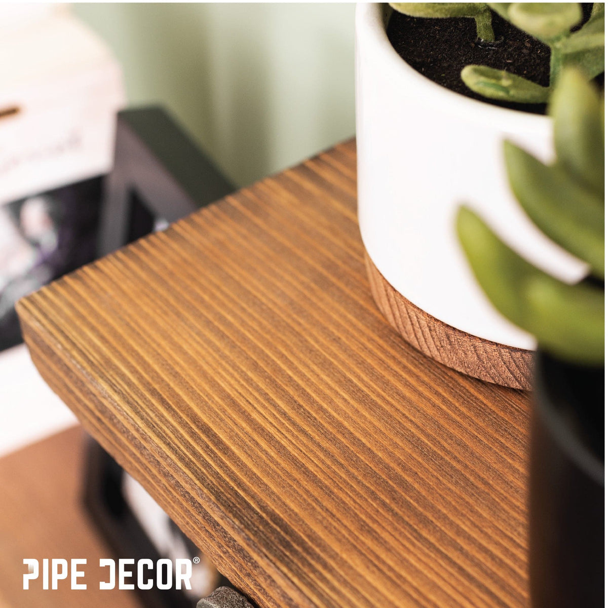 RESTORE Autumn Brown 24 in. Wood Shelf (Wood Only) by PIPE DECOR