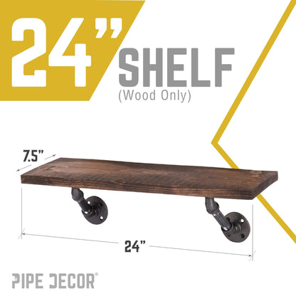 RESTORE Trail Brown 24 in. Wood Shelf (Wood Only) by PIPE DECOR