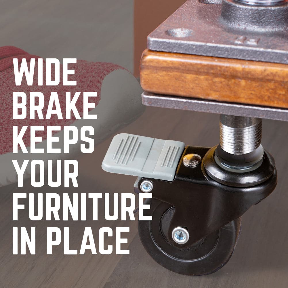 Swivel Caster Wheels for ½" Pipe (4-Pack) by PIPE DECOR
