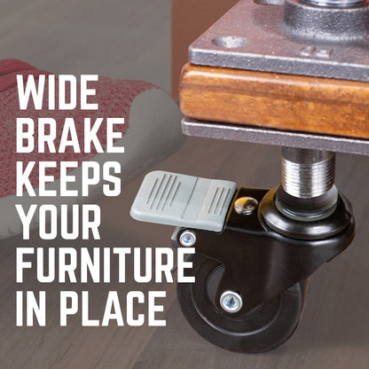 Swivel Caster Wheels for ½" Pipe (4-Pack) by PIPE DECOR