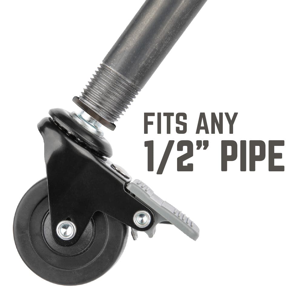Swivel Caster Wheels for ½" Pipe (4-Pack) by PIPE DECOR