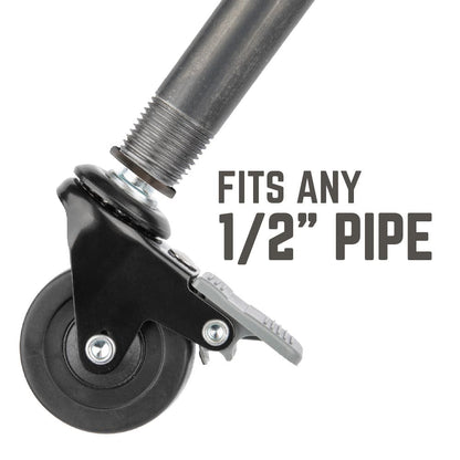 Swivel Caster Wheels for ½" Pipe (4-Pack) by PIPE DECOR