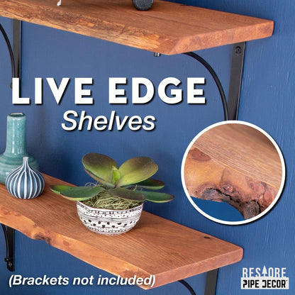 RESTORE Sunset Cedar 24 in. Live Edge Wood Shelf (Wood Only) by PIPE DECOR