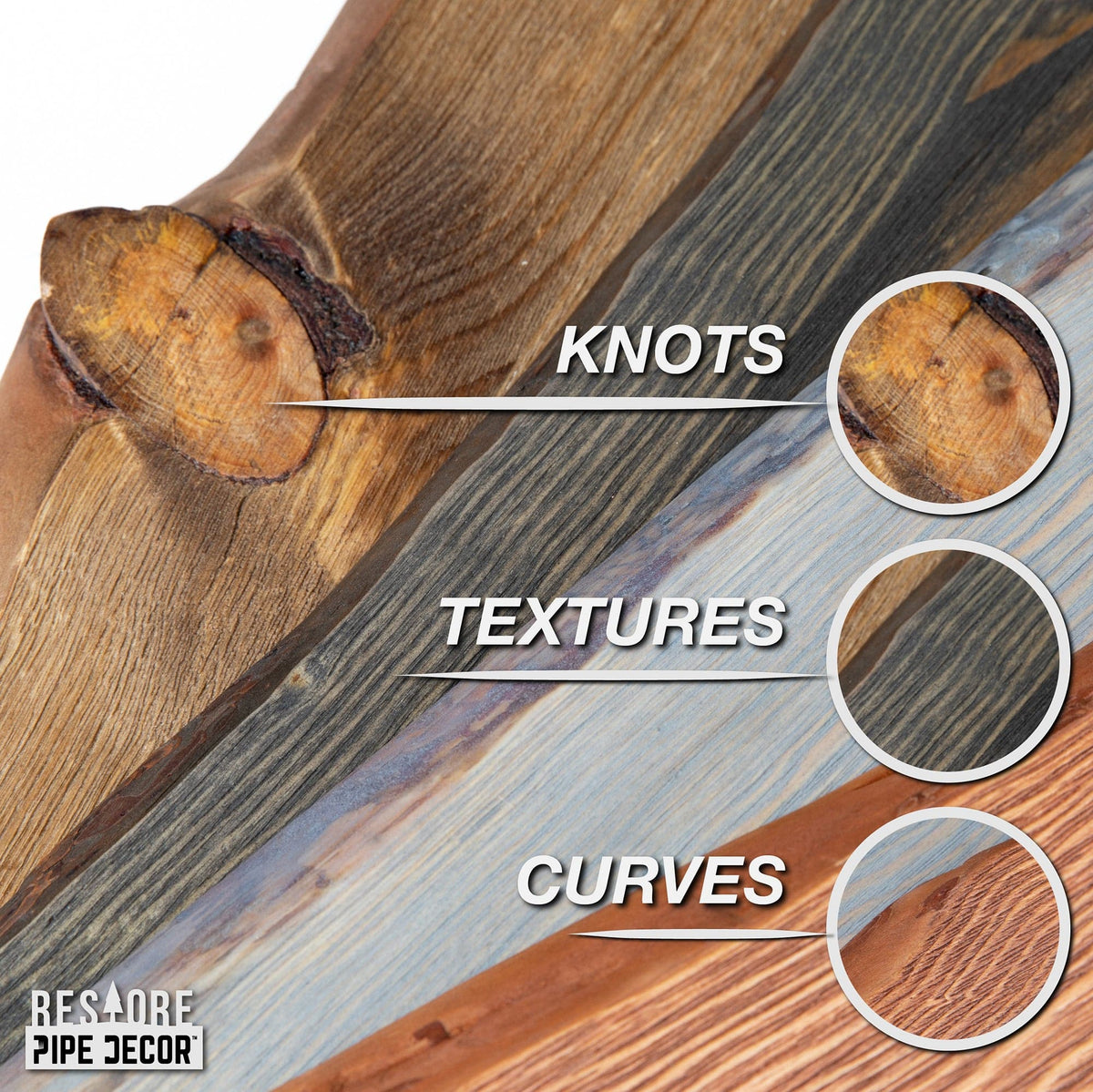 RESTORE Sunset Cedar 24 in. Live Edge Wood Shelf (Wood Only) by PIPE DECOR