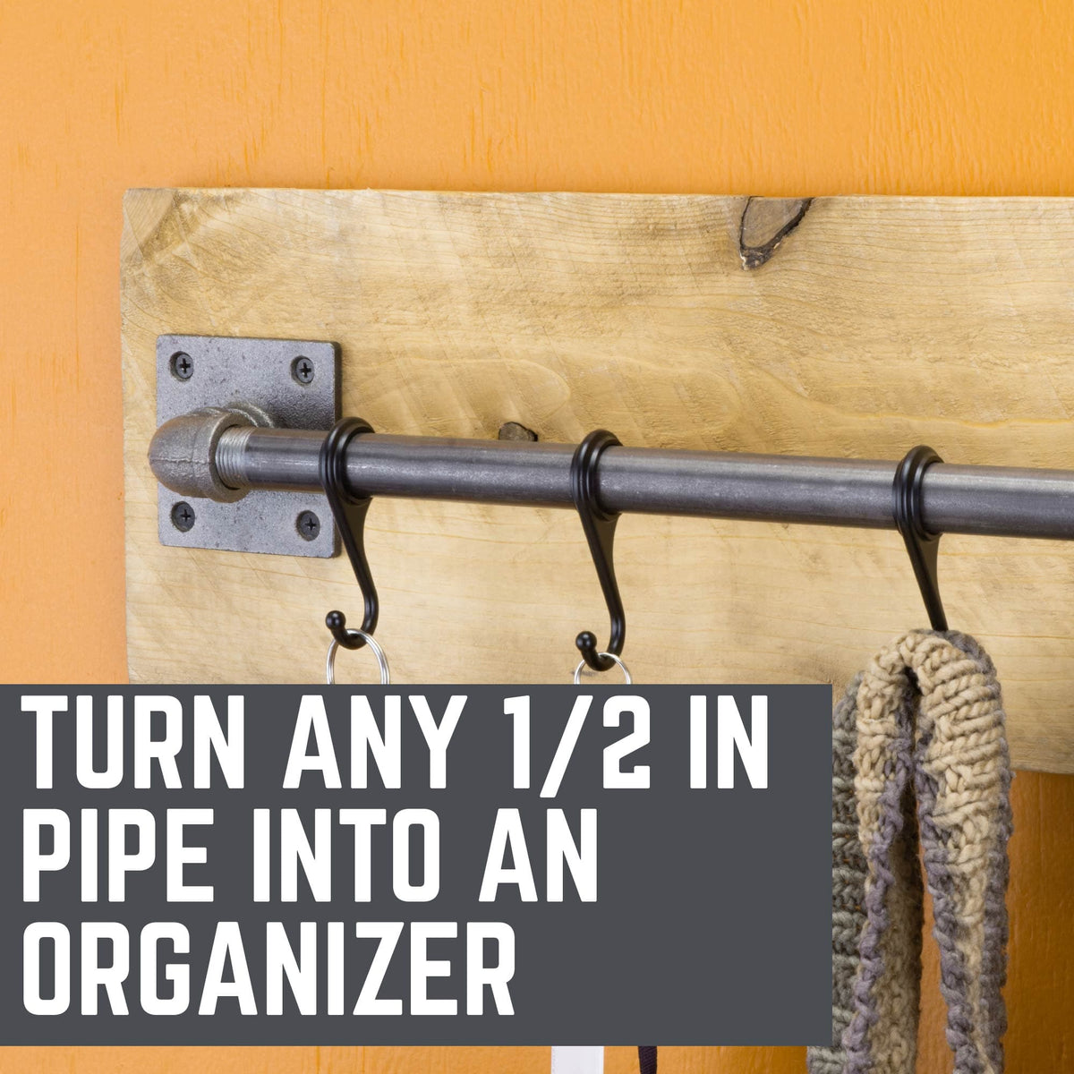 Pipe Hook for 1/2in. Black Pipe by PIPE DECOR