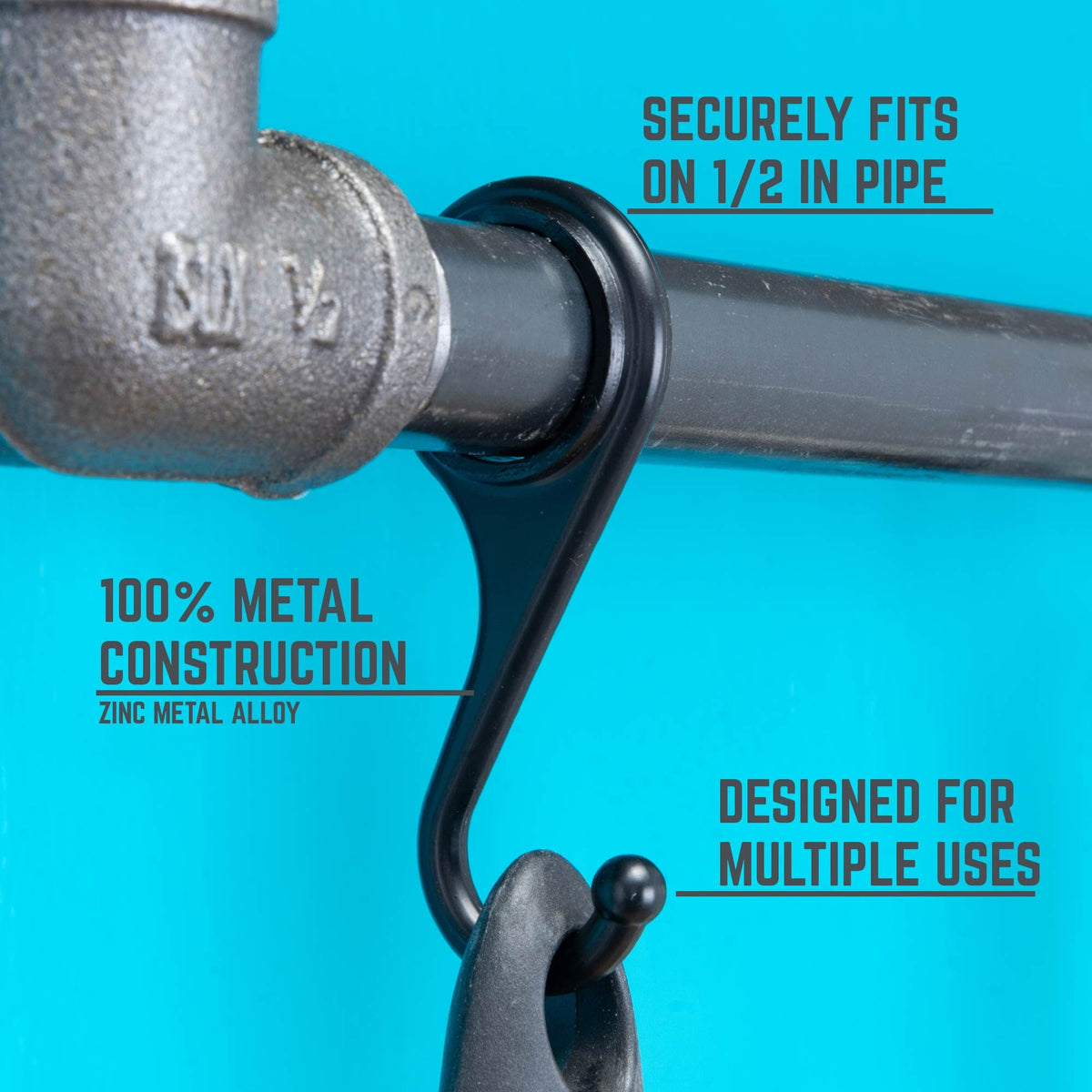 Pipe Hook for 1/2in. Black Pipe by PIPE DECOR