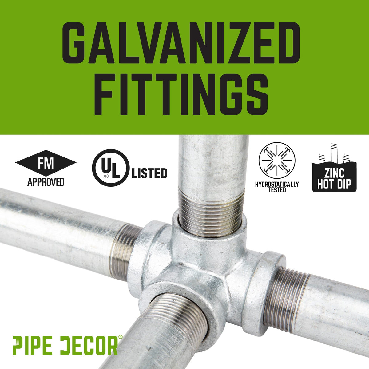 PIPE DECOR 1 in. galvanized iron 6-way pipe fitting, view 9