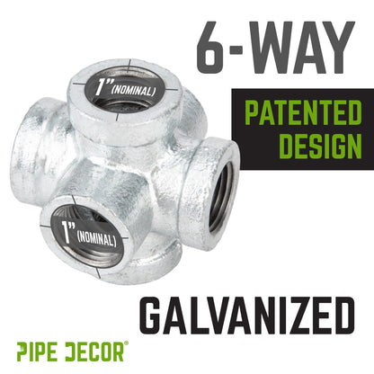 PIPE DECOR 1 in. galvanized iron 6-way pipe fitting, view 4