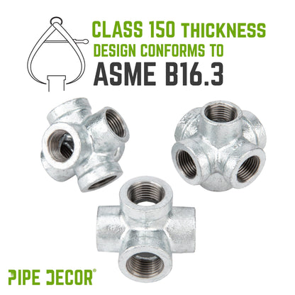 PIPE DECOR 1 in. galvanized iron 6-way pipe fitting, view 5