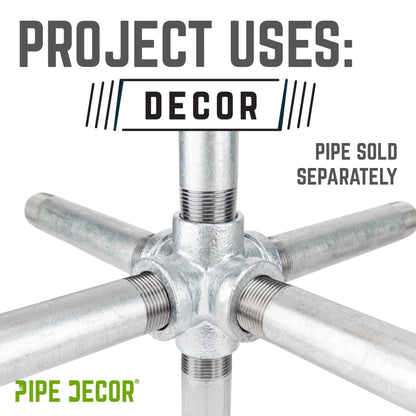 PIPE DECOR 1 in. galvanized iron 6-way pipe fitting, view 6