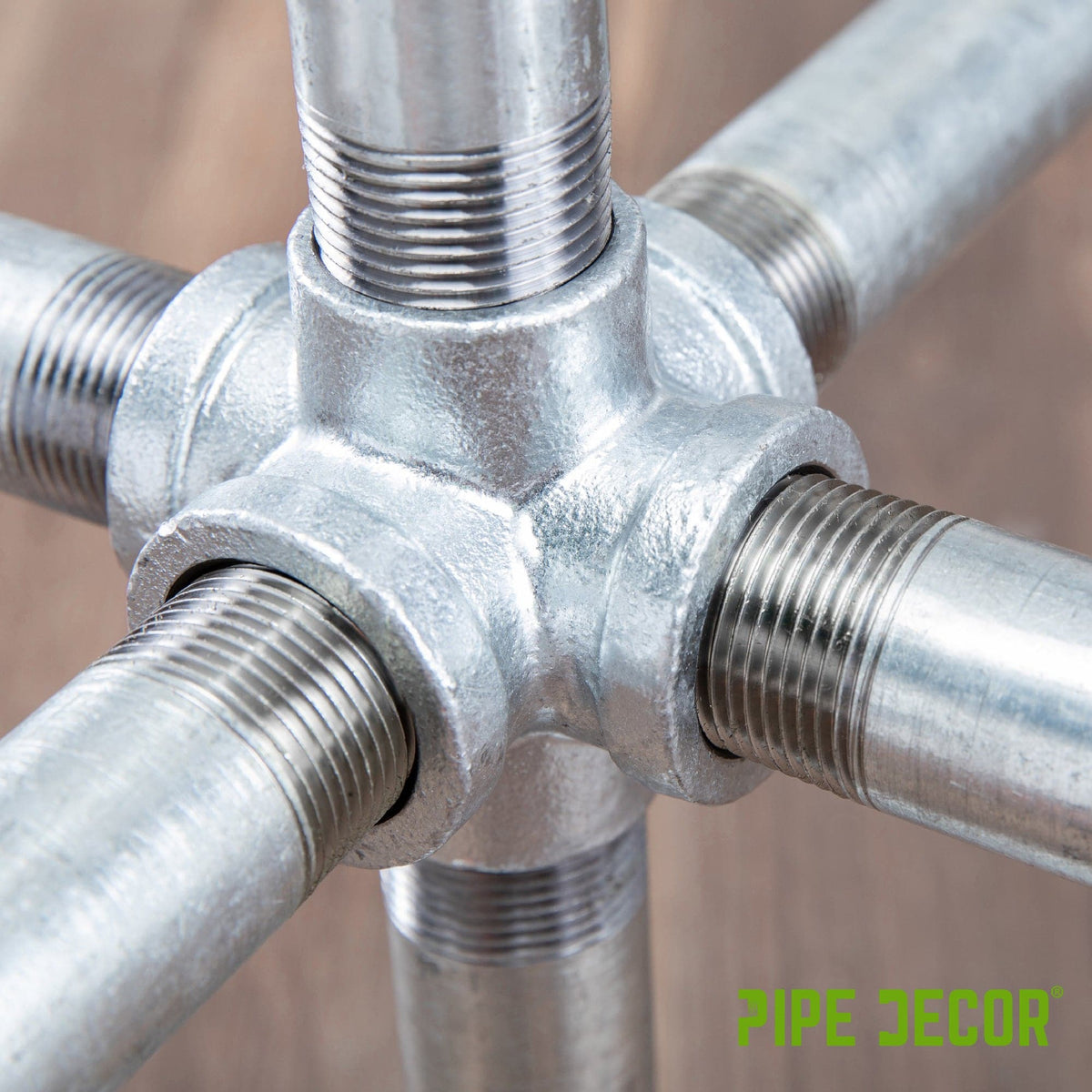 PIPE DECOR 1 in. galvanized iron 6-way pipe fitting, view 8