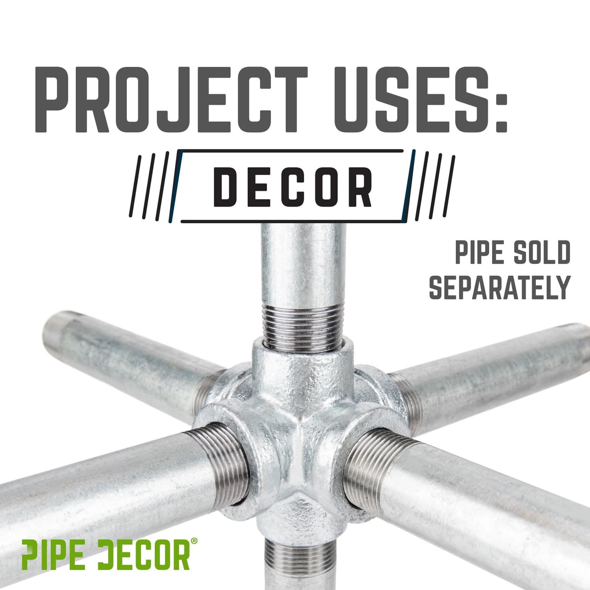 PIPE DECOR 1/2 in. galvanized iron 6-way pipe fitting, view 6