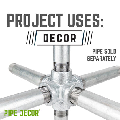PIPE DECOR 1/2 in. galvanized iron 6-way pipe fitting, view 6