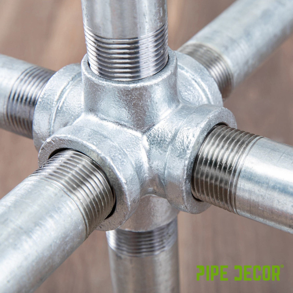 PIPE DECOR 1/2 in. galvanized iron 6-way pipe fitting, view 8