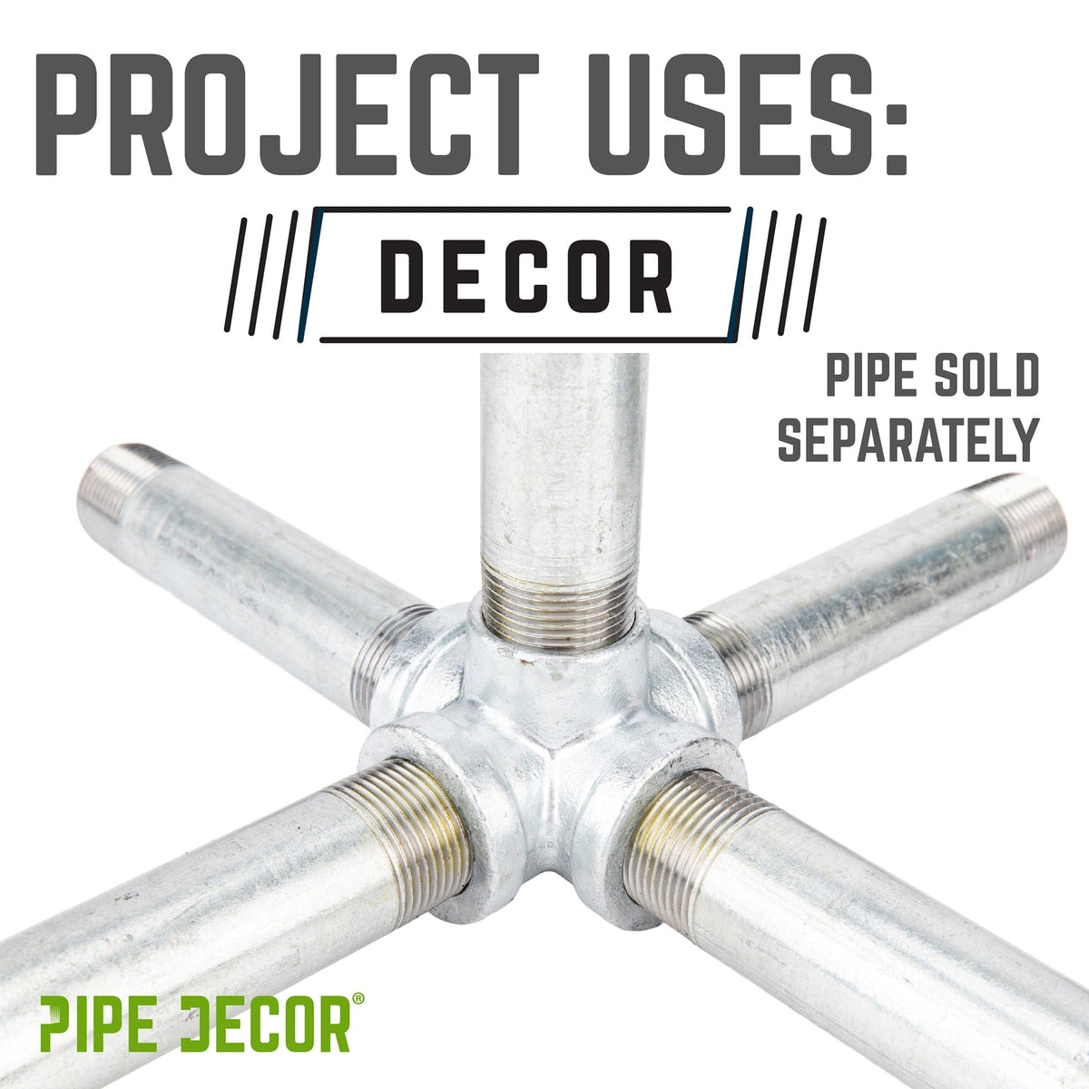 PIPE DECOR 1 in. galvanized iron 5-way pipe fitting, view 6