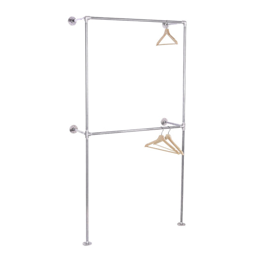 Galvanized Wall Mounted Double Hung Clothing Rack by PIPE DECOR