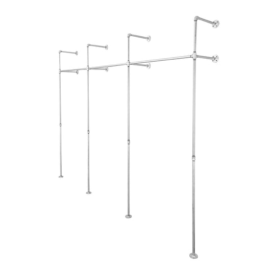 PIPE DECOR 115 in. galvanized triple wall-mounted clothing rack