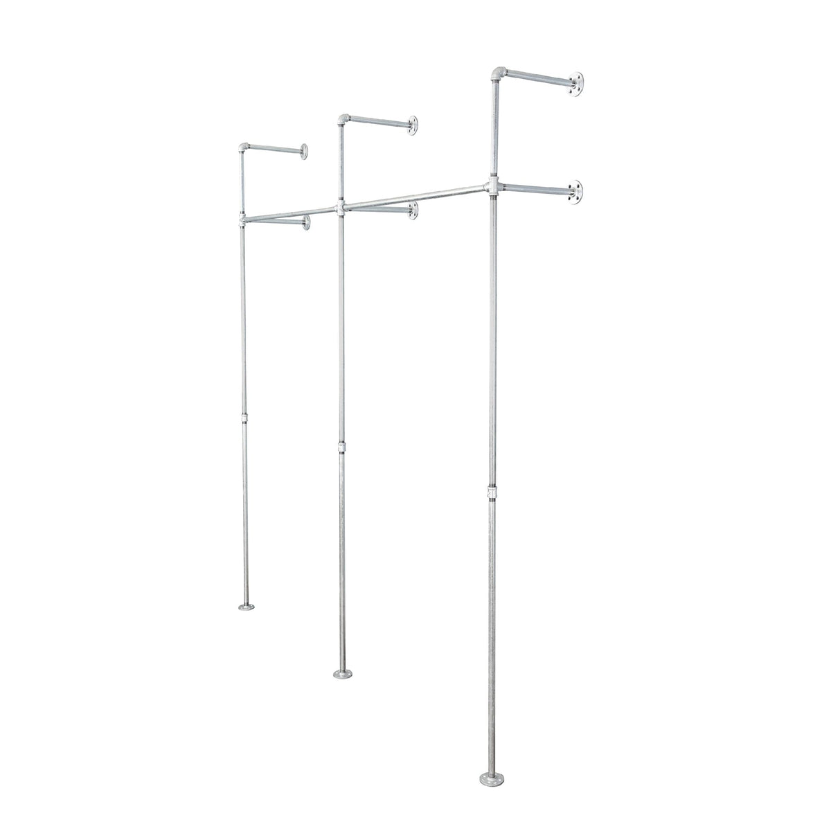 76.375 in. Galvanized Wall Mounted Clothing Rack, Double by PIPE DECOR