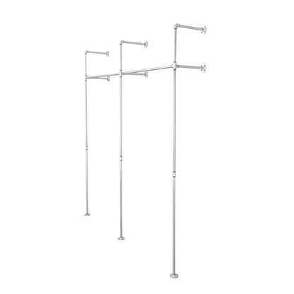 76.375 in. Galvanized Wall Mounted Clothing Rack, Double by PIPE DECOR