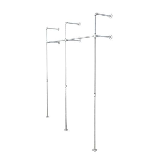 76.375 in. Galvanized Wall Mounted Clothing Rack, Double by PIPE DECOR
