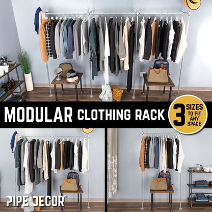 76.375 in. Galvanized Wall Mounted Clothing Rack, Double by PIPE DECOR