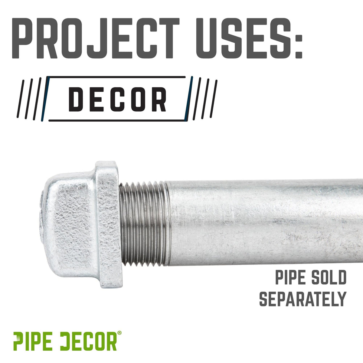 PIPE DECOR 1/2 in. galvanized iron square cap pipe fitting, view 6