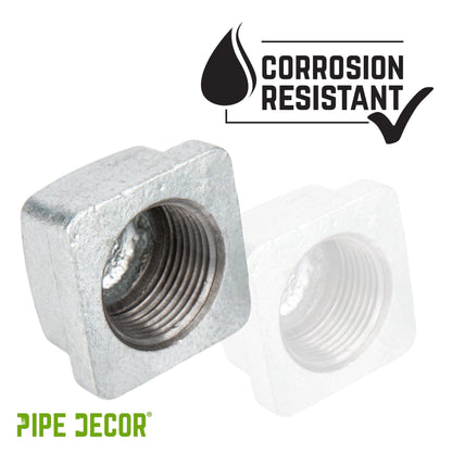 PIPE DECOR 1/2 in. galvanized iron square cap pipe fitting, view 7