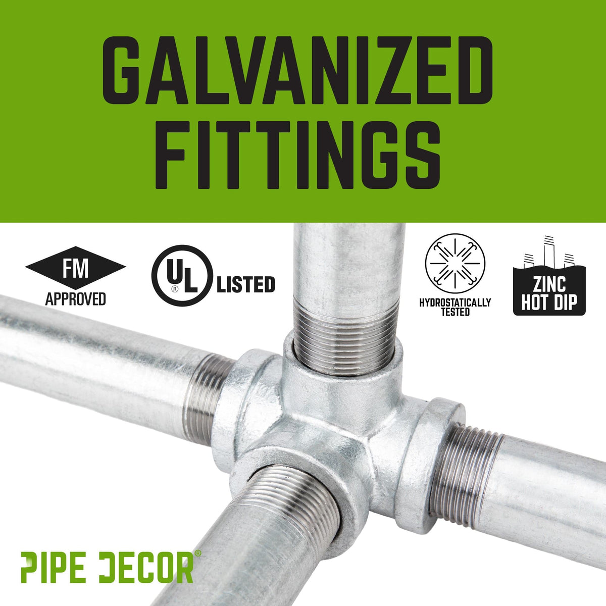 PIPE DECOR 1/2 in. galvanized iron square 90 degree elbow pipe fitting, view 9