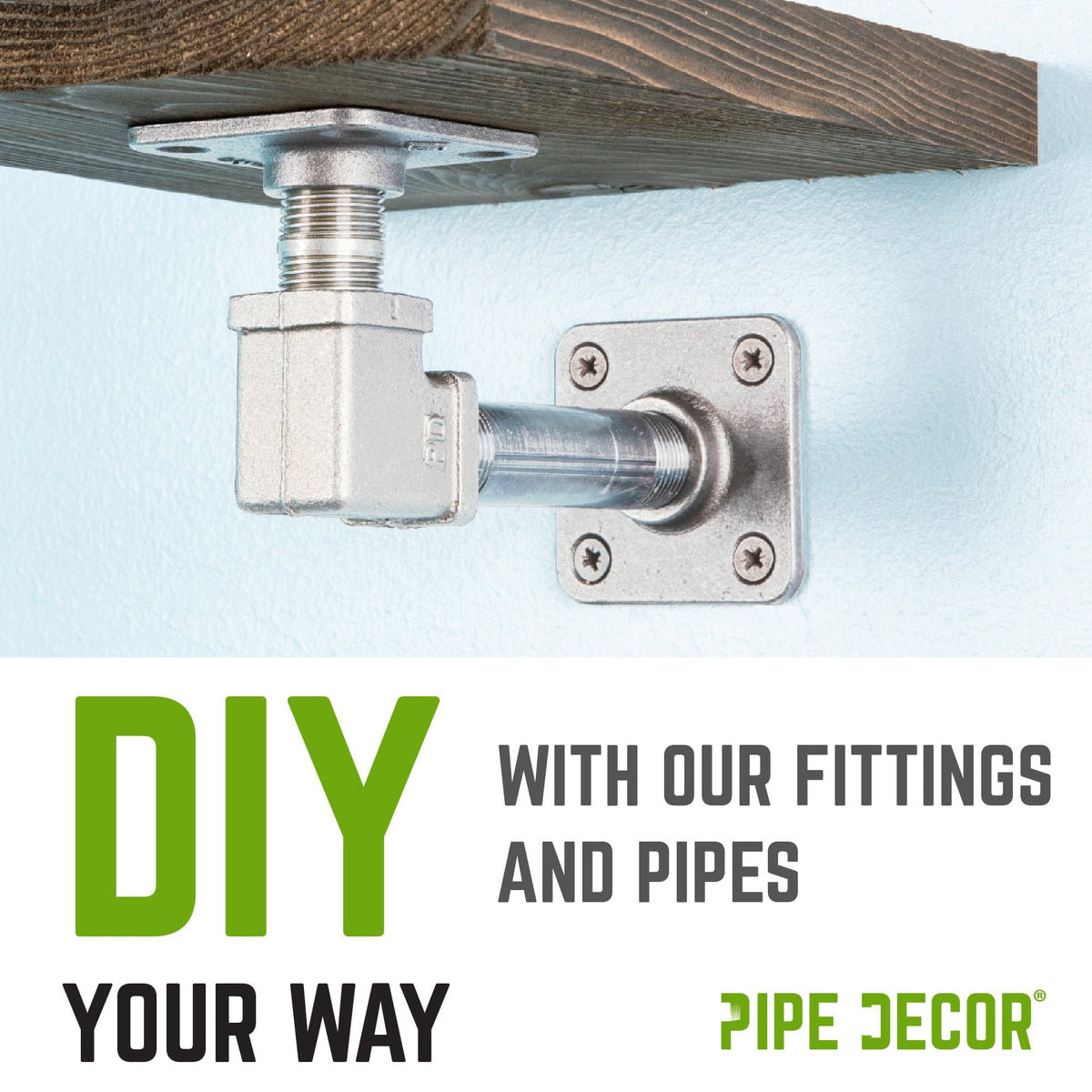 PIPE DECOR 1/2 in. galvanized iron square 90 degree elbow pipe fitting, view 10