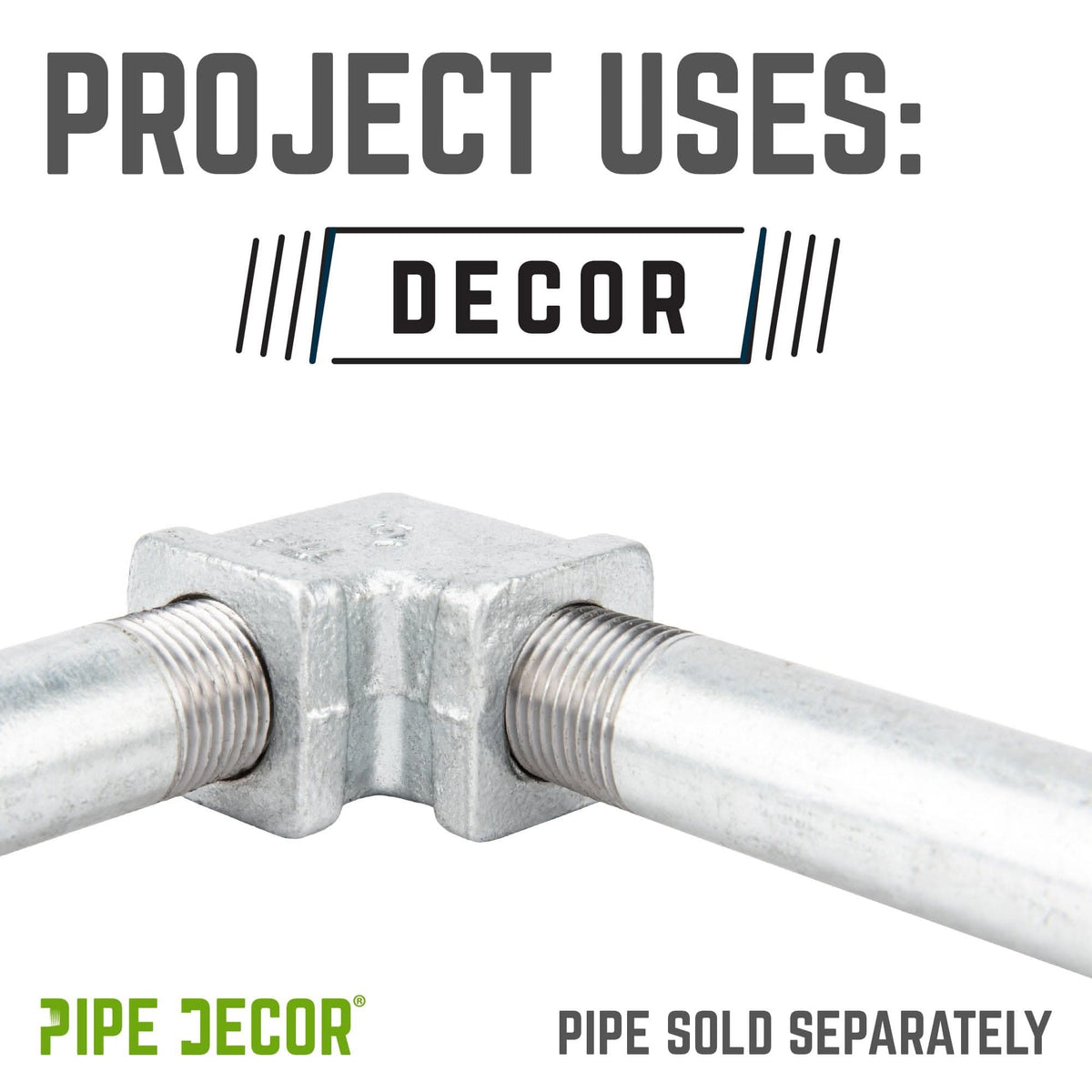 PIPE DECOR 1/2 in. galvanized iron square 90 degree elbow pipe fitting, view 6