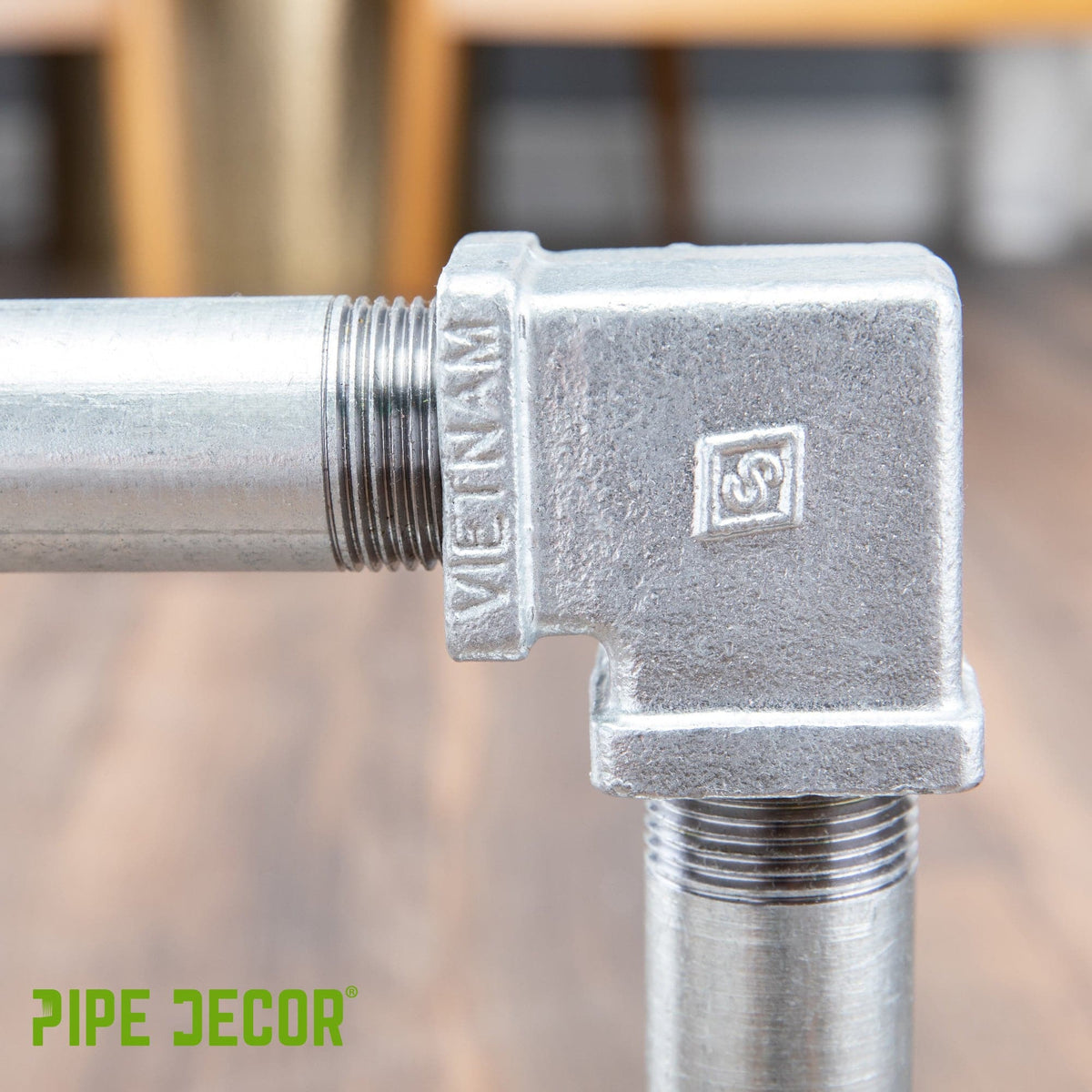 PIPE DECOR 1/2 in. galvanized iron square 90 degree elbow pipe fitting, view 8