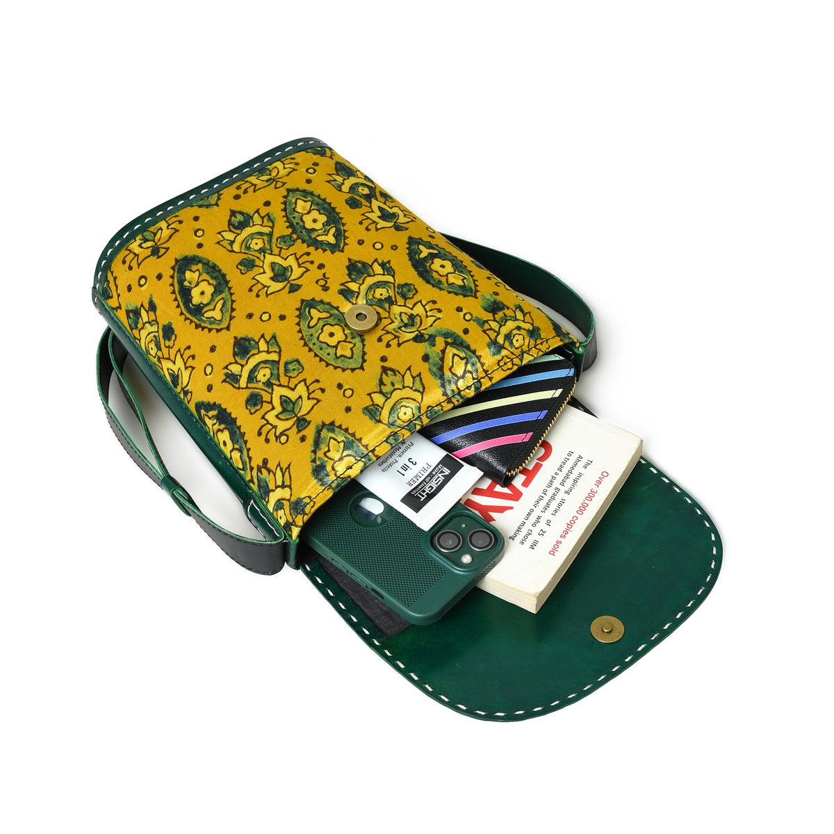 Vibrant Heritage Ajrakh Satchel by Classy Leather Bags