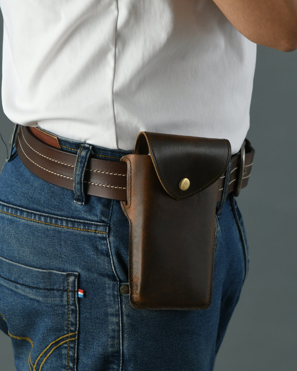 Mobile Holster Case- Dark Brown by Classy Leather Bags