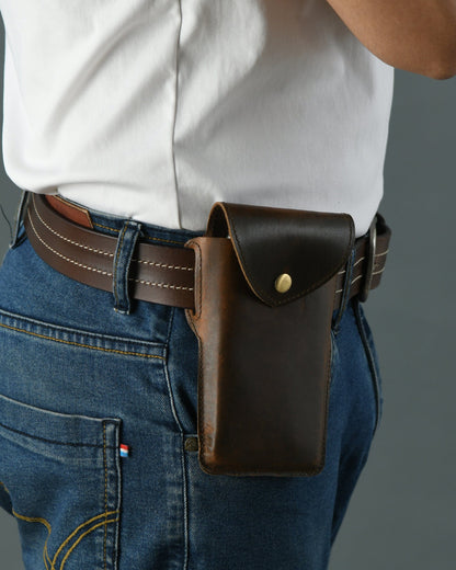 Mobile Holster Case- Dark Brown by Classy Leather Bags