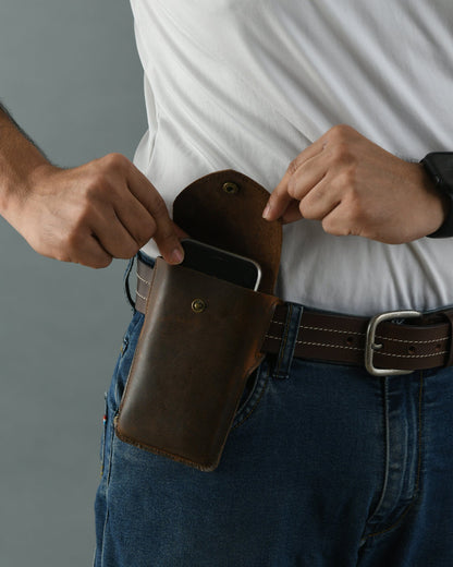 Mobile Holster Case- Dark Brown by Classy Leather Bags