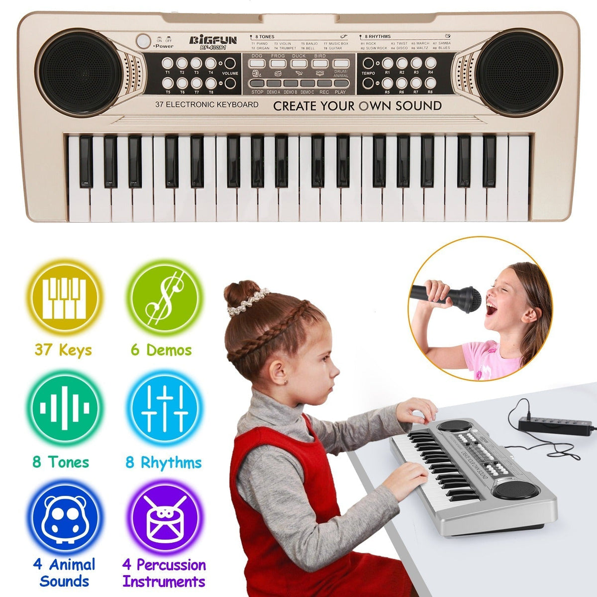 iMounTEK 37-key kids electronic keyboard with microphone, view 9