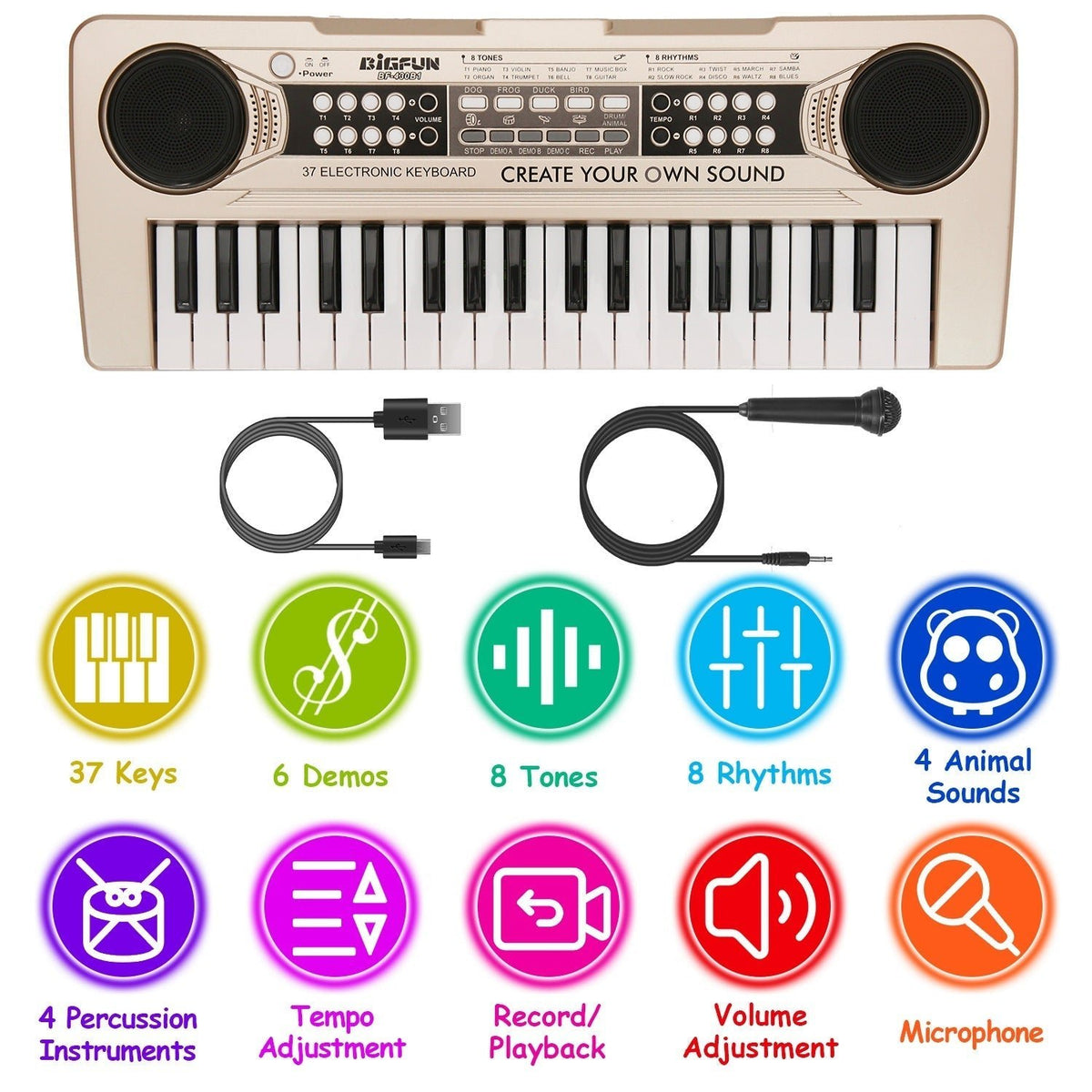 iMounTEK 37-key kids electronic keyboard with microphone, view 8
