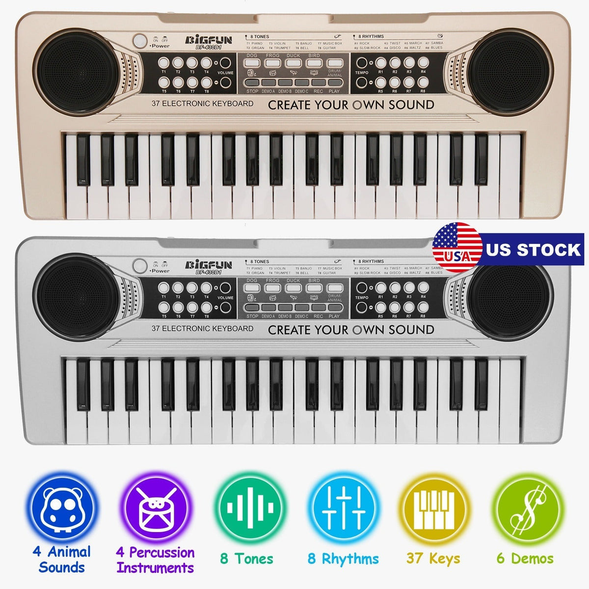 37 Keys Digital Music Electronic Keyboard Electric Piano Musical Instrument Kids Learning Keyboard with Microphone for 3-10 Year Old Kids Girls BoysTorqelo.com