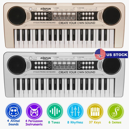 37 Keys Digital Music Electronic Keyboard Electric Piano Musical Instrument Kids Learning Keyboard with Microphone for 3-10 Year Old Kids Girls BoysTorqelo.com